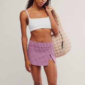 FP Movement by Free People Hot Shot Mini Skirt with shorts Purple and White